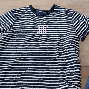 HUF Mens Tee with Black and White Stripes Size Medium M